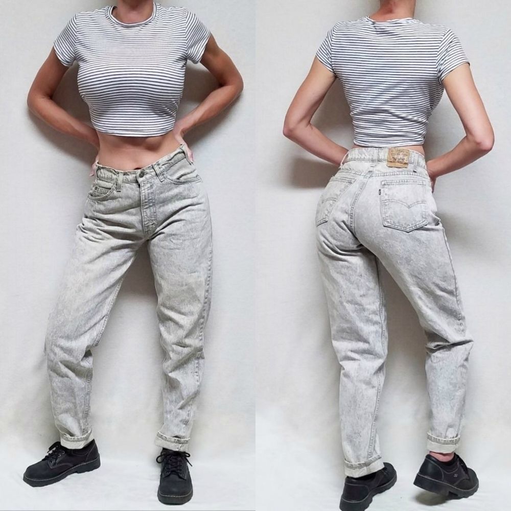 RARE Vintage 80s Levi's 550 Gray Acid Wash Grunge High Waisted Mom Jeans